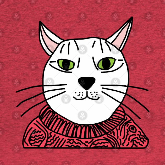 Portrait of Red Sweater Cat by ellenhenryart